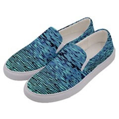 Blue Waves Flow Series 3 Men s Canvas Slip Ons by DimitriosArt