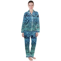 Blue Waves Flow Series 3 Satin Long Sleeve Pajamas Set by DimitriosArt