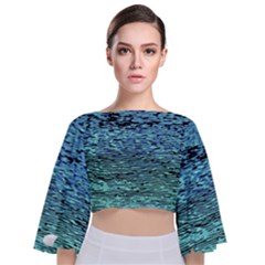 Blue Waves Flow Series 3 Tie Back Butterfly Sleeve Chiffon Top by DimitriosArt