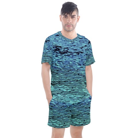 Blue Waves Flow Series 3 Men s Mesh Tee And Shorts Set by DimitriosArt