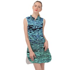 Blue Waves Flow Series 3 Sleeveless Shirt Dress by DimitriosArt