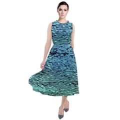 Blue Waves Flow Series 3 Round Neck Boho Dress by DimitriosArt