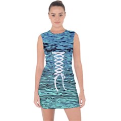 Blue Waves Flow Series 3 Lace Up Front Bodycon Dress by DimitriosArt