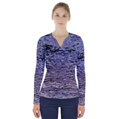 Silver Waves Flow Series 2 V-neck Long Sleeve Top by DimitriosArt