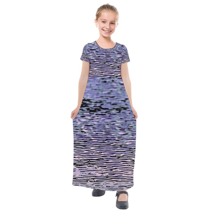 Silver Waves Flow Series 2 Kids  Short Sleeve Maxi Dress