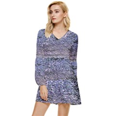 Silver Waves Flow Series 2 Tiered Long Sleeve Mini Dress