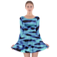 Blue Waves Flow Series 4 Long Sleeve Skater Dress by DimitriosArt