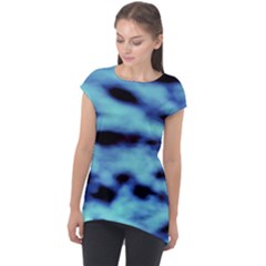 Blue Waves Flow Series 4 Cap Sleeve High Low Top by DimitriosArt