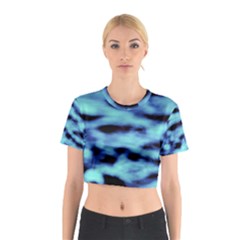 Blue Waves Flow Series 4 Cotton Crop Top by DimitriosArt