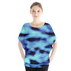 Blue Waves Flow Series 4 Batwing Chiffon Blouse