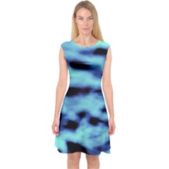 Blue Waves Flow Series 4 Capsleeve Midi Dress by DimitriosArt