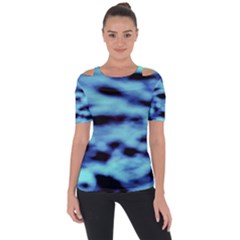 Blue Waves Flow Series 4 Shoulder Cut Out Short Sleeve Top by DimitriosArt