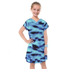 Blue Waves Flow Series 4 Kids  Drop Waist Dress by DimitriosArt