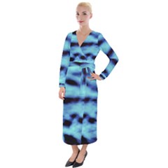 Blue Waves Flow Series 4 Velvet Maxi Wrap Dress by DimitriosArt