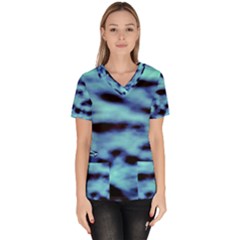 Blue Waves Flow Series 4 Women s V-neck Scrub Top by DimitriosArt