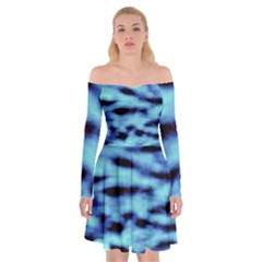 Blue Waves Flow Series 4 Off Shoulder Skater Dress by DimitriosArt