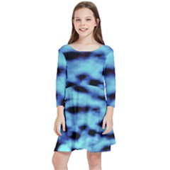 Blue Waves Flow Series 4 Kids  Quarter Sleeve Skater Dress