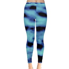 Blue Waves Flow Series 4 Inside Out Leggings by DimitriosArt