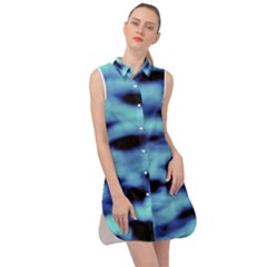 Blue Waves Flow Series 4 Sleeveless Shirt Dress by DimitriosArt