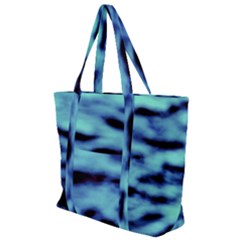 Blue Waves Flow Series 4 Zip Up Canvas Bag by DimitriosArt