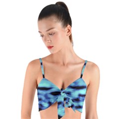 Blue Waves Flow Series 4 Woven Tie Front Bralet by DimitriosArt