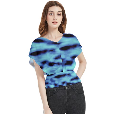 Blue Waves Flow Series 4 Butterfly Chiffon Blouse by DimitriosArt