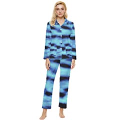 Blue Waves Flow Series 4 Womens  Long Sleeve Velvet Pocket Pajamas Set