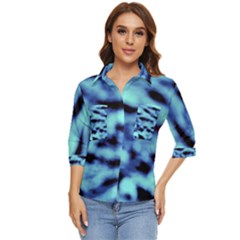 Blue Waves Flow Series 4 Women s Quarter Sleeve Pocket Shirt