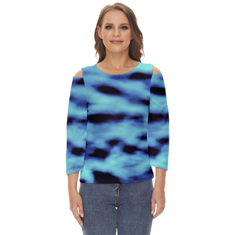 Blue Waves Flow Series 4 Cut Out Wide Sleeve Top by DimitriosArt