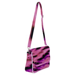 Pink  Waves Flow Series 2 Shoulder Bag With Back Zipper by DimitriosArt