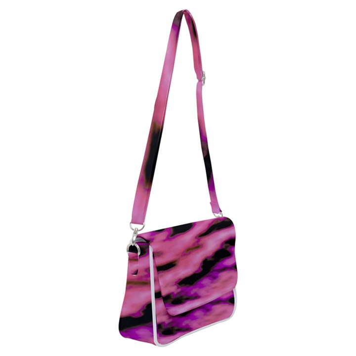 Pink  Waves Flow Series 2 Shoulder Bag with Back Zipper