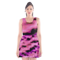 Pink  Waves Flow Series 2 Scoop Neck Skater Dress by DimitriosArt