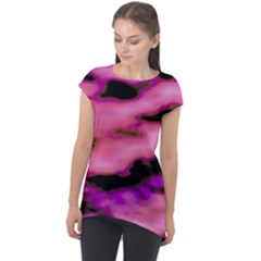 Pink  Waves Flow Series 2 Cap Sleeve High Low Top by DimitriosArt