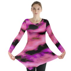 Pink  Waves Flow Series 2 Long Sleeve Tunic  by DimitriosArt