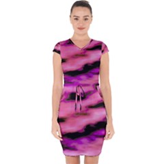 Pink  Waves Flow Series 2 Capsleeve Drawstring Dress  by DimitriosArt