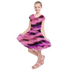 Pink  Waves Flow Series 2 Kids  Short Sleeve Dress by DimitriosArt