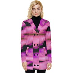 Pink  Waves Flow Series 2 Button Up Hooded Coat 