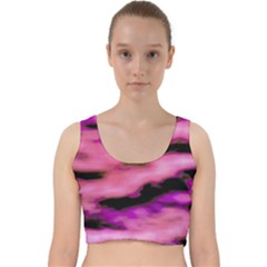 Pink  Waves Flow Series 2 Velvet Racer Back Crop Top by DimitriosArt