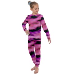 Pink  Waves Flow Series 2 Kids  Long Sleeve Set  by DimitriosArt