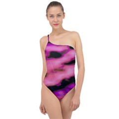 Pink  Waves Flow Series 2 Classic One Shoulder Swimsuit by DimitriosArt