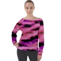 Pink  Waves Flow Series 2 Off Shoulder Long Sleeve Velour Top View1