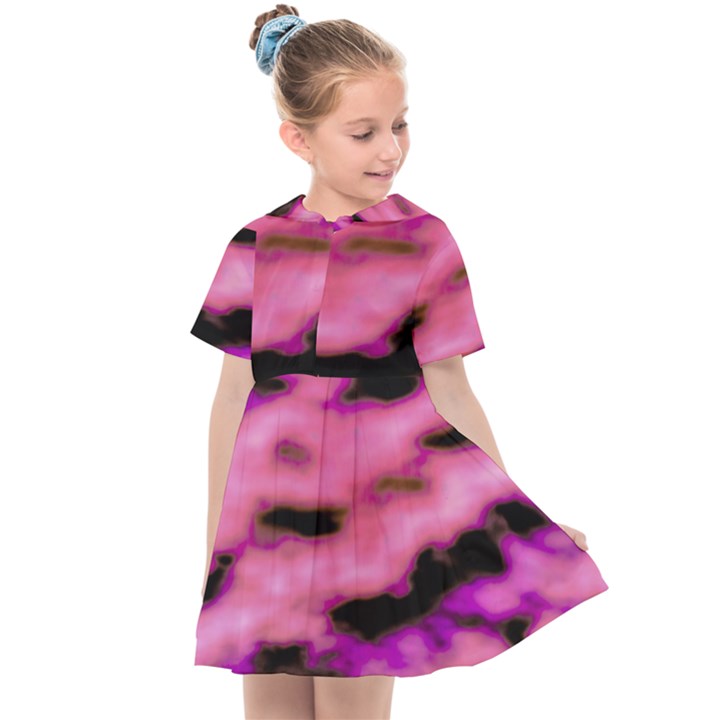 Pink  Waves Flow Series 2 Kids  Sailor Dress