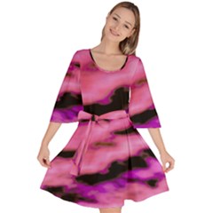 Pink  Waves Flow Series 2 Velour Kimono Dress by DimitriosArt