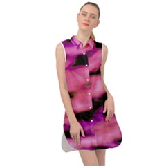 Pink  Waves Flow Series 2 Sleeveless Shirt Dress by DimitriosArt