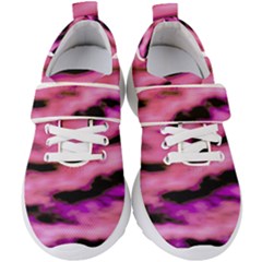 Pink  Waves Flow Series 2 Kids  Velcro Strap Shoes by DimitriosArt