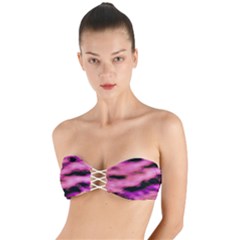 Pink  Waves Flow Series 2 Twist Bandeau Bikini Top by DimitriosArt