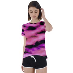 Pink  Waves Flow Series 2 Short Sleeve Foldover Tee by DimitriosArt