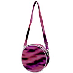 Pink  Waves Flow Series 2 Crossbody Circle Bag by DimitriosArt