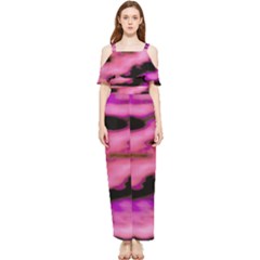 Pink  Waves Flow Series 2 Draped Sleeveless Chiffon Jumpsuit by DimitriosArt