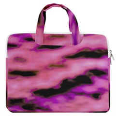 Pink  Waves Flow Series 2 Macbook Pro Double Pocket Laptop Bag by DimitriosArt